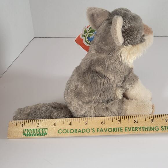 Wild Republic Eco-Friendly CK Mini Wolf Plush Toy 7" Grey White Soft With Tags - Picture 4 of 16